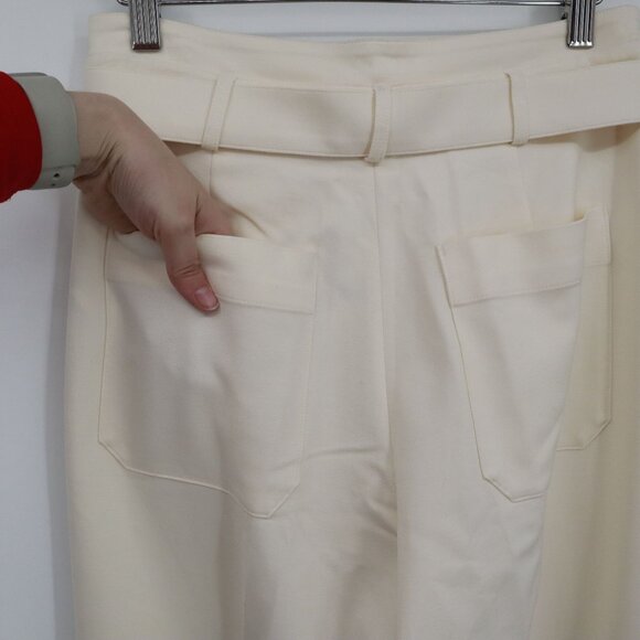 J. Crew Belted Twill Trouser Women 0 Cream Coastal Flowy Professional Career NWT - Picture 9 of 16
